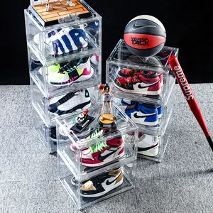 Akrilik temiz ayakkabı kutuları plastik şeffaf ayakkabı saklama kutusu organizatör