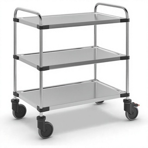 Stainless Steel Hotel <b>Trolley</b> 3-Tier Serving Cart <b>with</b> <b>Wheels</b> Gas Heating SRI BROTHER ENTERPRISES for <b>Kitchen</b> Restaurant Use - Product Image 1