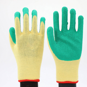 Guantes de seguridad PPE de algodón gris de calibre 10, tejidos, con revestimiento de látex negro arrugado. - Product Image 3