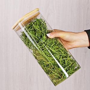 Pot de conservation carré en verre personnalisé avec couvercle en bois, récipient hermétique de qualité alimentaire pour garder les aliments frais - Product Image 5