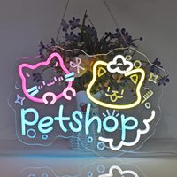 Enseigne au néon pour animalerie. Lampes au néon suspendues décoration murale Art boutique de fournitures pour animaux de compagnie chat chien chiots soins lavage robes magasin