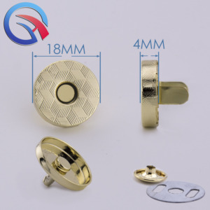 Qinghe 18x4mm ánh sáng vàng kim loại Snaps nút Vòng ốc vít Stud Nút Nút từ tính cho hàng thủ công, ví và túi xách - Product Image 4