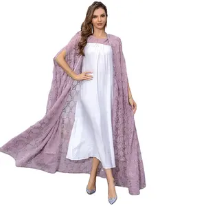 2024 Eid Al-Adha Women's Europe America Middle East Dubai Women's Long Gowns Abaya 2 Piece Dresses Wholesale