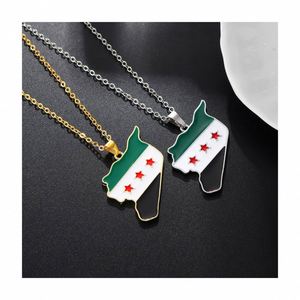 Venta al por mayor de fábrica: Collar con bandera de Siria, llavero de metal esmaltado con mapa de Siria, colgante de metal, colgante conmemorativo, artesanía personalizada. - Product Image 1