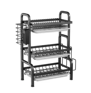 Hot Sale 2-tier Standing Rack Metal Dish Drying Rack Tableware Storage Shelf Storage Holders Plate Shelf