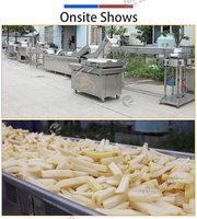 Automatische machine voor het schillen, snijden, blancheren, drogen en verpakken van rauwe fruit- en groentefrietjes/chips met hoge capaciteit, food grade.