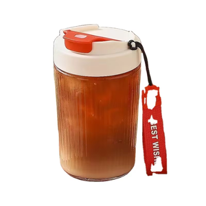 Ly cà phê du lịch thủy tinh 12oz 16oz chống rò rỉ thế hệ mới 2025 kèm nắp đậy và dây đeo, cốc giữ nhiệt thủy tinh thế hệ mới có nắp - Product Image 2