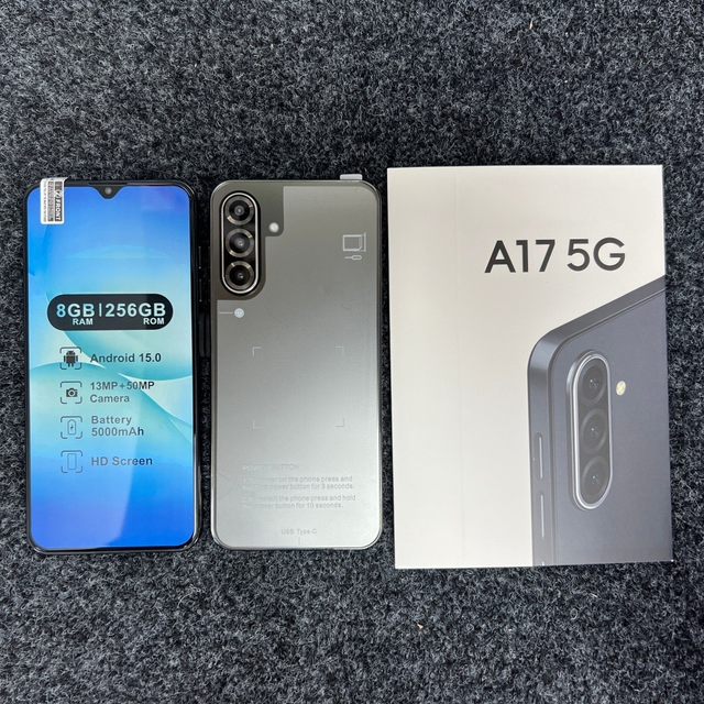 Sleek Design 2026 A17 Octa Core 50MP 8GB RAM 128GB ROM Android Smartphone HD OLED 120Hz 5G LTE English Unlocked WiFi Global