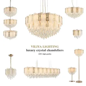 White Moonlight Crystal Deluxe Round Chandeliers & pendant lights with Copper Living Room Lamp,luxury Crystal chandelier