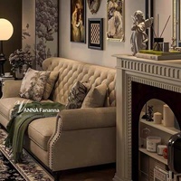 Canapé trois places en forme de U de style américain VONLIVA, amovible, luxueux, de haute qualité, en tissu coton-lin, capitonné, meubles de maison
