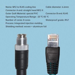 <span class=keywords><strong>M</strong></span> 12 Xコード化された8ピンからRJ45ギガビットイーサネットインターフェイスCat6シールドケーブル - Product Image 6
