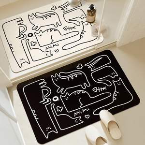 Tapis de bain simple rectangulaire en terre de diatomée, absorbant, antidérapant, design minimaliste pour salle de bain, entrée, usage domestique - Product Image 4