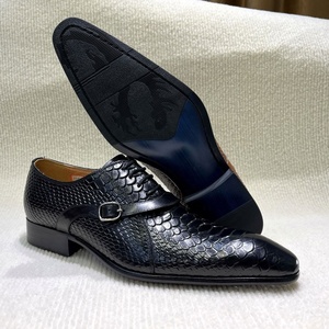 Chaussures Oxford pour hommes en cuir véritable, style britannique, à bout fermé, à enfiler, motif patchwork, pour affaires, bureau, automne, mariage, collection 2026 - Product Image 3