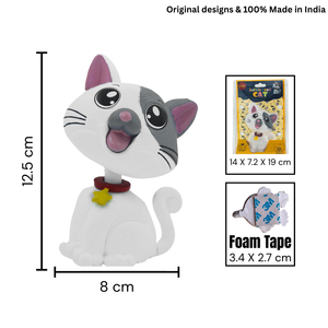 ตุ๊กตาแมวสีขาวเทาติดตั้งบนคอนโซลรถยนต์ ของตกแต่งรถยนต์น่ารัก ของเล่นเรซิ่นสำหรับตกแต่งบ้าน สำนักงาน ของขวัญ - Product Image 6