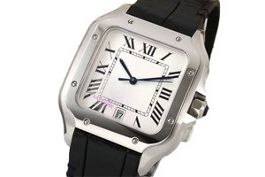 Montre mécanique automatique élégante et tendance, bracelet en cuir à motif crocodile noir, fermoir pliant en acier inoxydable - Product Image 1