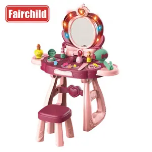 Роскошный светлый и музыкальный макияжный стол, детские игрушки, обучающий туалетный столик с стулом, игровые Игрушки для девочек