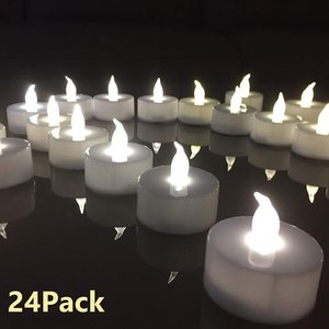 Luces LED de té sin llama, velas, parpadeantes, amarillo cálido, 100 horas de luz de té alimentada por batería - Product Image 5