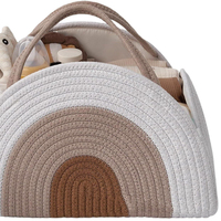 Organisateur de couches pour bébé en corde de coton, panier de rangement pliable avec poignée, grand format, portable pour garçons et filles