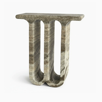 Table console moderne en marbre gris, durable et écologique, avec rangement pour le salon, meubles de maison