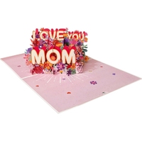 Carte 3D stéréoscopique pour la fête des mères-LOVE-YOU-MOM Carte de sculpture en papier pour la fête des mères avec petite carte jointe