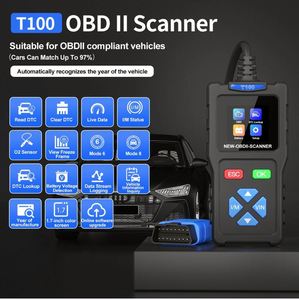 Escáner de Diagnóstico Universal para Automóviles OBD2/EOBD T100 con 1 Año de Garantía, Pantalla LCD y Datos en Tiempo Real para Lectura de Códigos de Error del Motor - Product Image 3