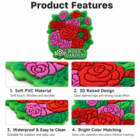 Patch en caoutchouc PVC 3D personnalisé motif rose, design floral de jardin, badge souple avec logo en relief pour sacs, vêtements, chapeaux et accessoires de mode