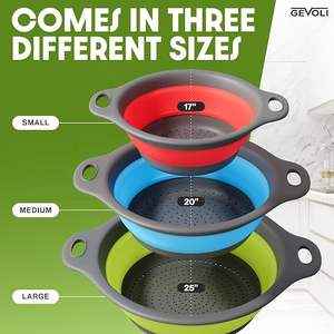 Collapsible Colanders with Self-Draining Base for Edge of <b>Sink</b>, Food <b>Strainers</b> Nested Design for Easy Storage - Product Image 4