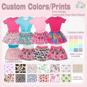 Set Estivo Trendy per Bambine OEM, 2 Pezzi: Camicia Semplice e Gonna Stampata, Completo Estivo per Bambine all'Ingrosso - Product Image 3