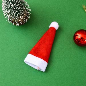 Décorations de Noël, mini chapeaux de Noël, housses pour bouteilles de vin de Noël, chapeaux en tissu polaire, housses pour couteaux et fourchettes - Product Image 4