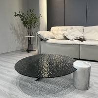 Table basse ronde en verre de style minimaliste européen, design noir, pour salon