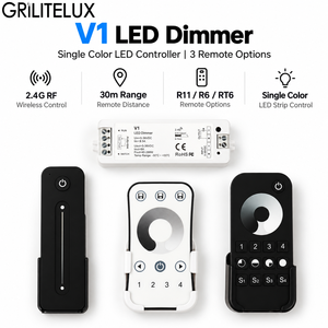 <b>LED</b> Dimmer V1 Single Color 12V 24V DC 8A PWM Brightness <b>Control</b> with RF Remote Options for Under Cabinet <b>LED</b> Strips - Product Image 1