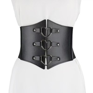 <span class=keywords><strong>Ceinture</strong></span> Corset <span class=keywords><strong>Noire</strong></span> Personnalisée pour Femme, <span class=keywords><strong>Ceinture</strong></span> Élastique Vintage à Lacets avec Œillets Cœur, <span class=keywords><strong>Ceinture</strong></span> Large Façon Waspie - Product Image 1