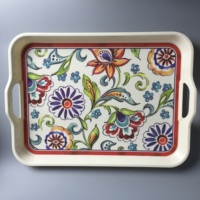 Vaisselle en mélamine vintage réglage fleurs fantaisie garniture rouge casserole couverte plat de service plusieurs tailles et personnalisable