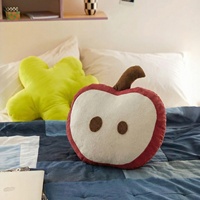 Oreiller en flanelle et velours côtelé Apple, broderie en forme d'oreiller, couleur rouge vif moderne, design unique avec boutons, oreiller décoratif, nettoyage à l'aide d'un chiffon