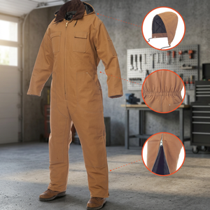 Combinaison de travail marron avec capuche et fermeture éclair, vêtements de sécurité pour usage industriel - Product Image 4