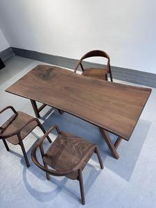 Bắc Mỹ Gỗ Óc Chó màu đen tấm cạnh tự nhiên hiện đại thân thiện với môi trường 6 chỗ ngồi bàn ăn gỗ rắn bàn văn phòng bàn viết - Product Image 2