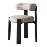 Chaise de salle à manger de style mid-century avec structure en métal, revêtement en tissu bouclé, dossier incurvé, chaise de salle à manger moderne