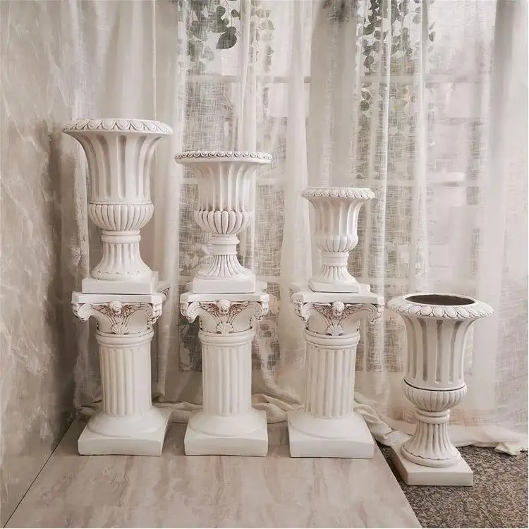 床の花瓶北欧の大きな丸い床の花瓶樹脂ジャロンズパラフローレスデボーダ結婚式の装飾ローマの柱ホテルクラブホールの花瓶