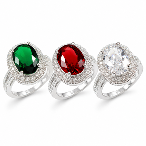 Anello Classico da Donna con Grande Design Centrale di Colore Rosso - Product Image 1
