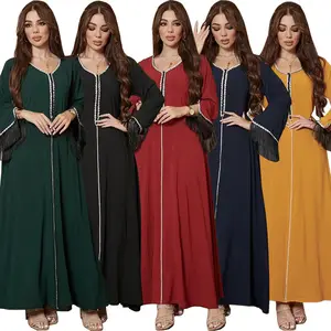 Wholesale Abaya, Muslim Middle East Fashion, Hot Diamond Dress, Tassel Mosaic Robe, Dubai Saudi Women's Clothing