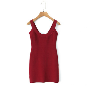 H7597-elegant 2026 Nuovo Abito Estivo da <span class=keywords><strong>Donna</strong></span>, Stile <span class=keywords><strong>Retrò</strong></span>, Senza Maniche, Tinta Unita, in Maglia, Mini Abito con Cerniera Posteriore - Product Image 6
