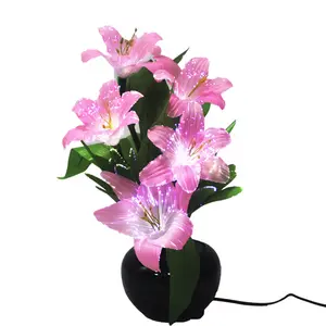 Flower decoration LED Night Light Handicraft table lamp LED optical fiber lamp Colorful optical fiber flower Rose lily tuli