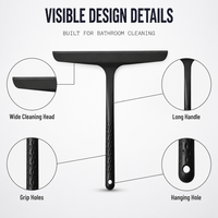 Grattoir de fenêtre tout-en-un en silicone pur noir mat de qualité professionnelle pour le nettoyage des surfaces vitrées, des cloisons et des carrelages, raclette de sol