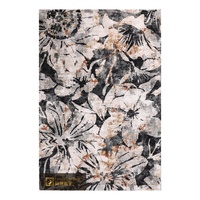 Tapis de salon turc moderne LandScopeTech, tissé Wilton, grand motif floral abstrait, polyester haute densité, antidérapant, résistant à l'usure