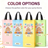 Sac cadeau d'anniversaire en non-tissé brillant laminé avec imprimé dessin animé et poignée pour enfants