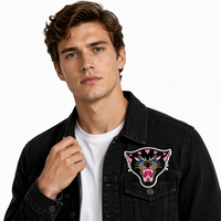 Patchs thermocollants brodés style Y2K rose et noir contrastant, appliqués à chaud pour la décoration de vêtements