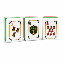 Ensemble de tuiles de Mahjong américain pour Noël en famille, 160 pièces, en acrylique, avec motif gravé Père Noël et rennes, tapis antidérapant, cadeau, modèle ZHY 271