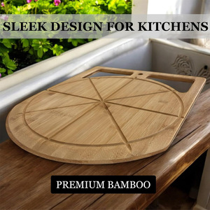 Bandeja de bambú para pizza con asa, tabla de servir de madera de 12 pulgadas para pizza y postres, uso en restaurantes - Product Image 4