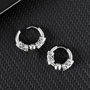 Pendientes de aro con púas de acero inoxidable con diseño de dragón para unisex, joyería para piercing, accesorio de moda para fiestas - Product Image 4