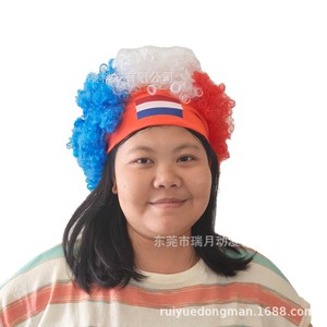 Peluca para fanáticos del fútbol, ​​acrilico multicolor, portátil, accesorios de estilo moderno para adultos - Product Image 5